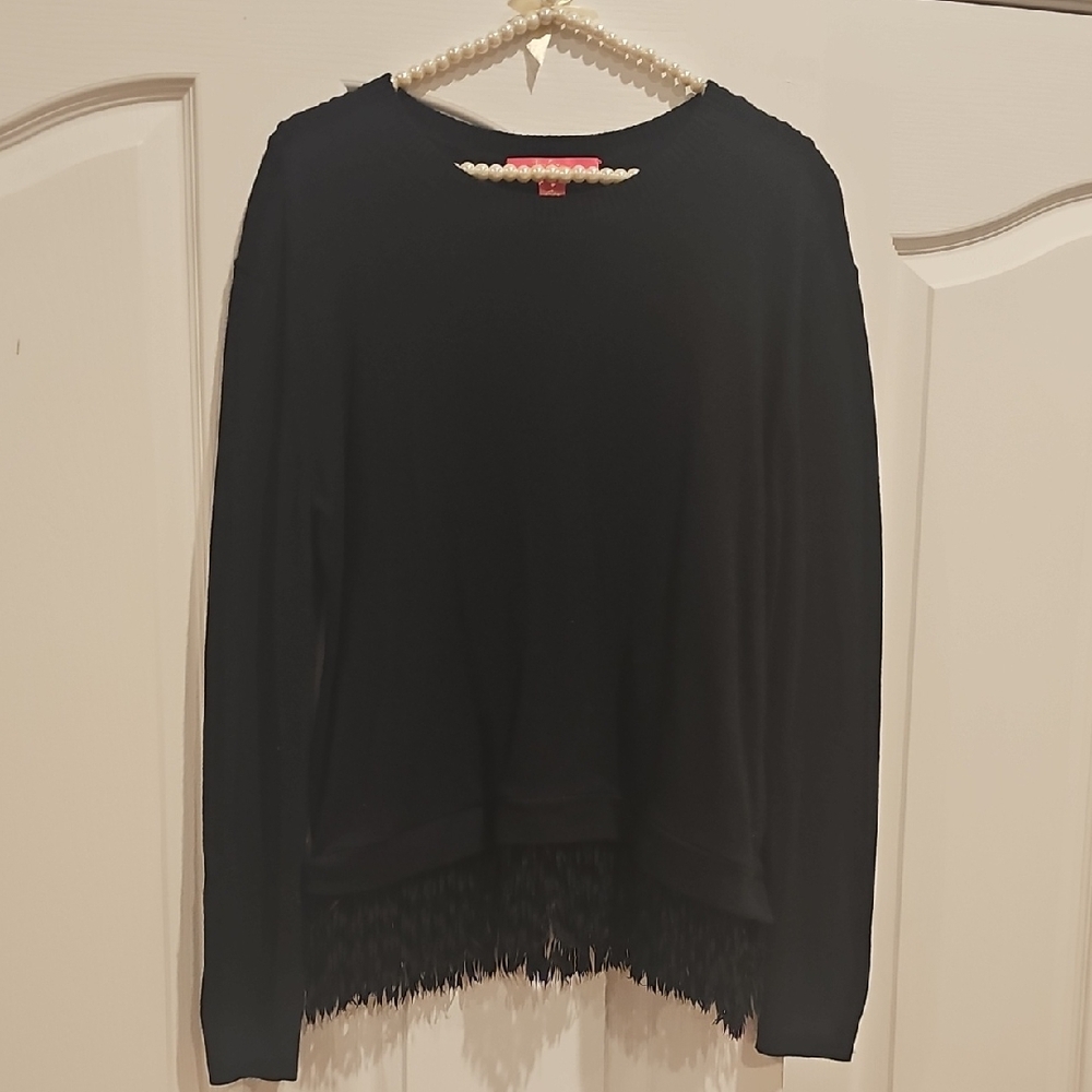 Lilly Pulitzer Black Fringe Sweater